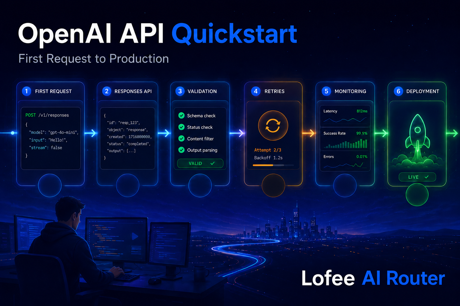 OpenAI API quickstart production guide for AI developers — Lofee AI Router