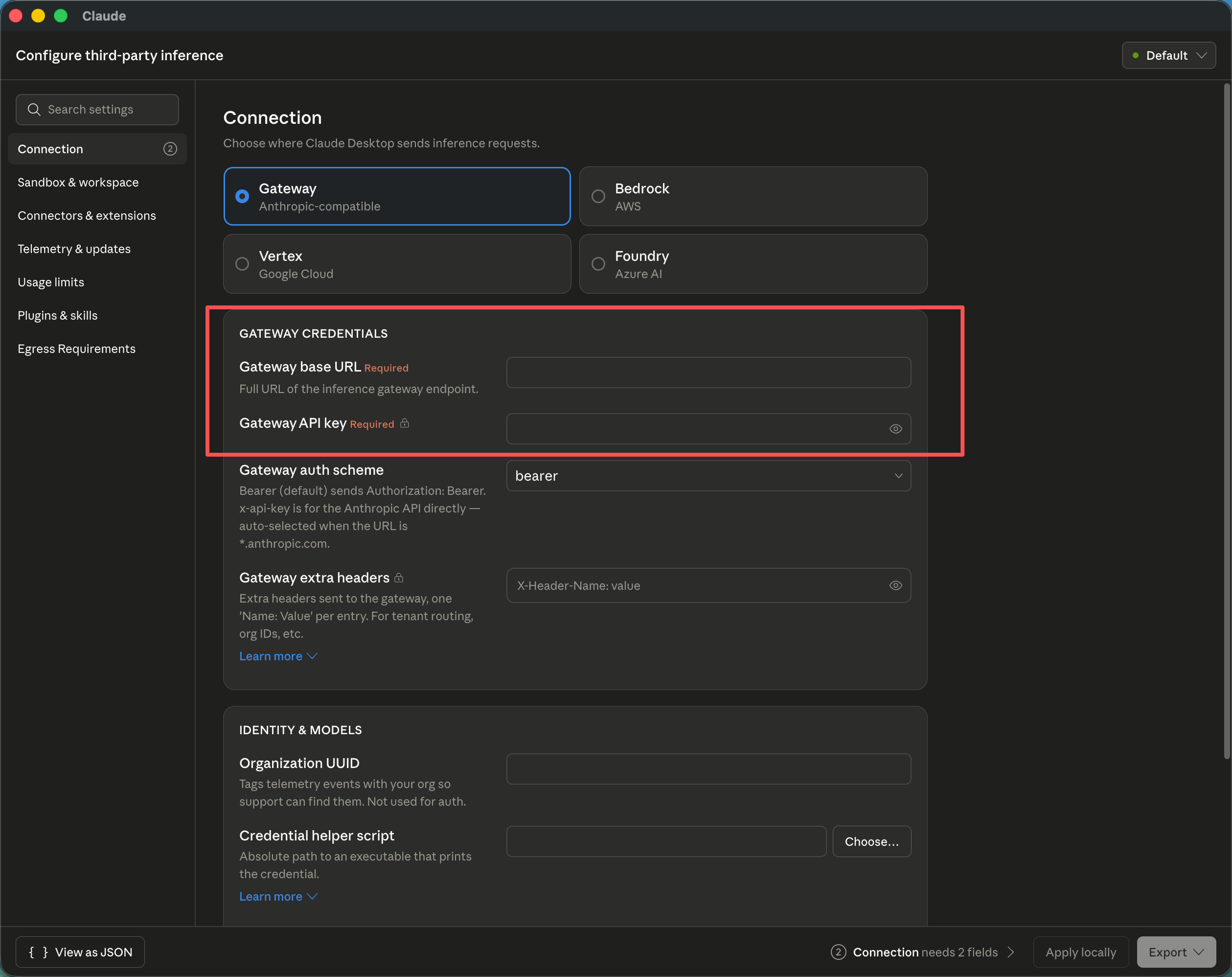 Configure the third-party interface