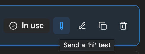 Test and Use buttons